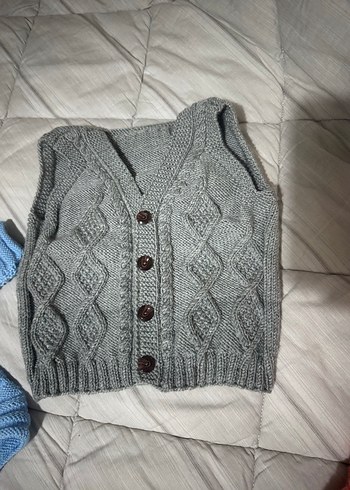 Kız Çocuk Fitilli Örgü Hırka Gri - Görsel 3