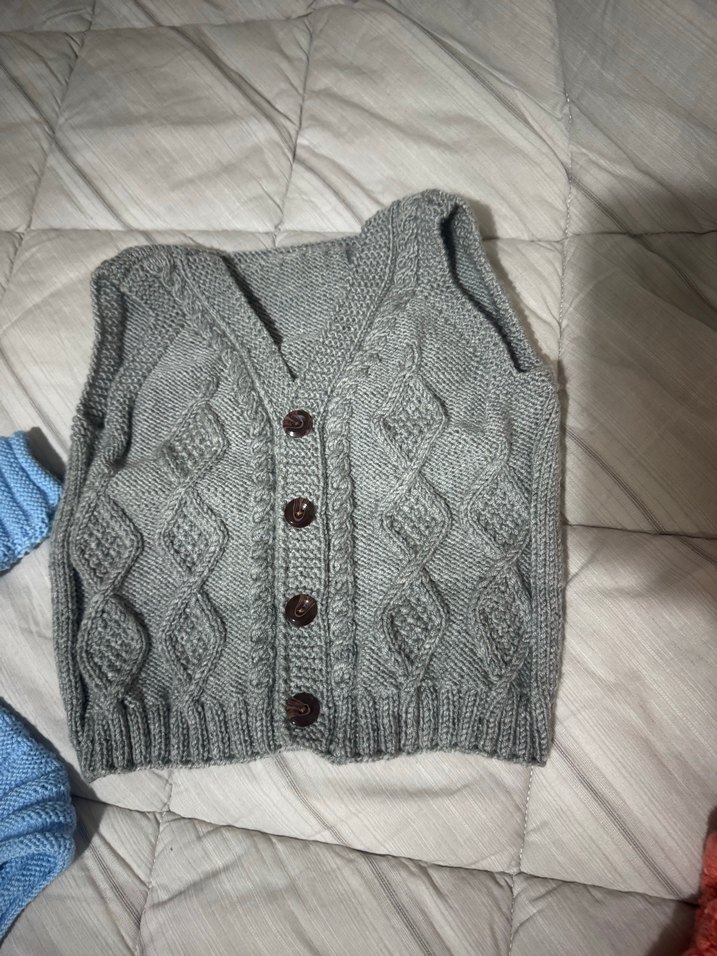 Kız Çocuk Fitilli Örgü Hırka Gri - Görsel 3