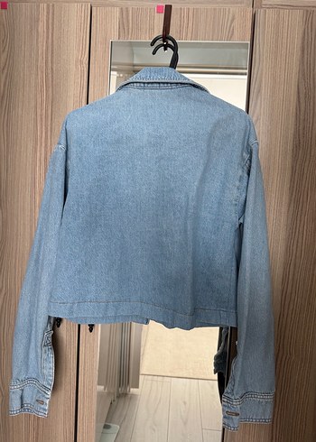 Düğmeli Mavi Kadın Denim Ceket - Görsel 3