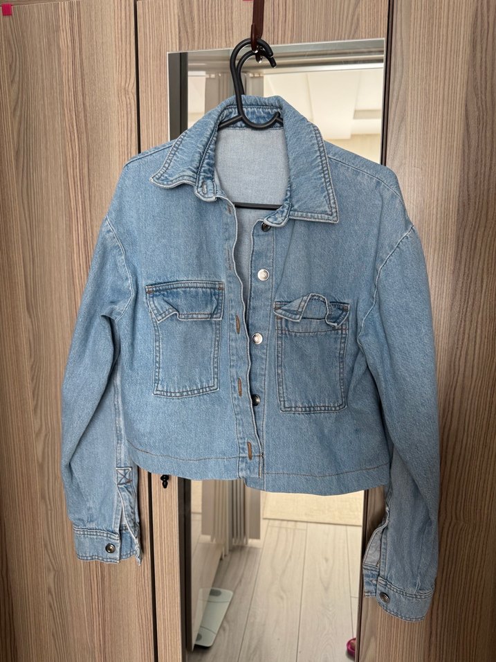 Düğmeli Mavi Kadın Denim Ceket - Görsel 2