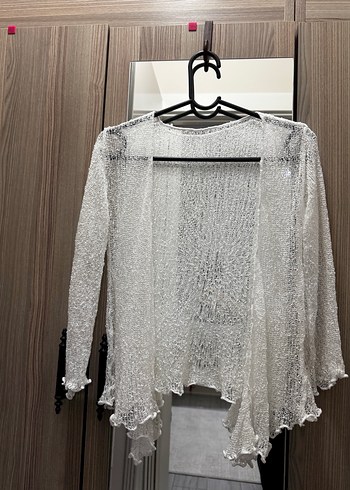 Gri Örgü Kadın Hırka, Midi, Uzun Kollu - Görsel 2