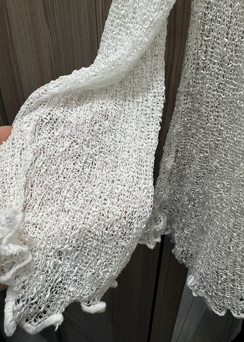 Gri Örgü Kadın Hırka, Midi, Uzun Kollu - Görsel 3