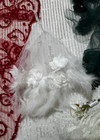 Bordo Dantel Gotik Gelin Aksesuarları Seti - Görsel 6