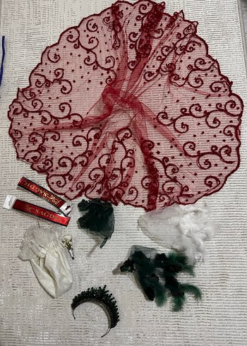 Bordo Dantel Gotik Gelin Aksesuarları Seti - Görsel 2