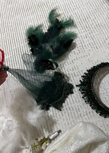 Bordo Dantel Gotik Gelin Aksesuarları Seti - Görsel 4