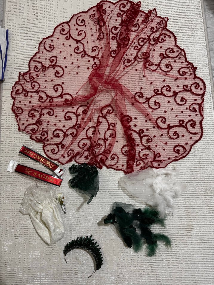 Bordo Dantel Gotik Gelin Aksesuarları Seti - Görsel 2