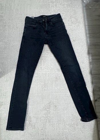 Erkek Gri Dar Kesim Kot Pantolon - Görsel 6