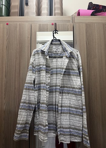 Gri Uzun Kollu Düğmeli Erkek Gömlek - Görsel 2