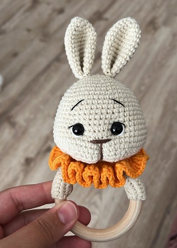Turuncu Pastel Tavşan Diş Kaşıyıcı ve Çıngırak