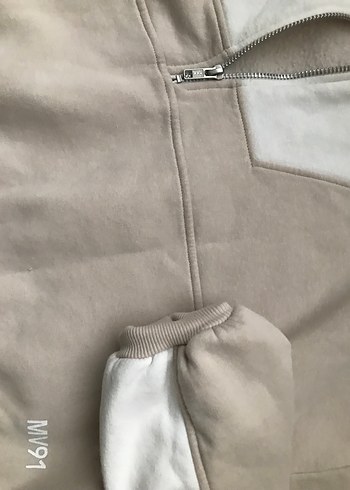 m Beden ten rengi Renk Yarım Fermuarlı Bej Kadın Sweatshirt