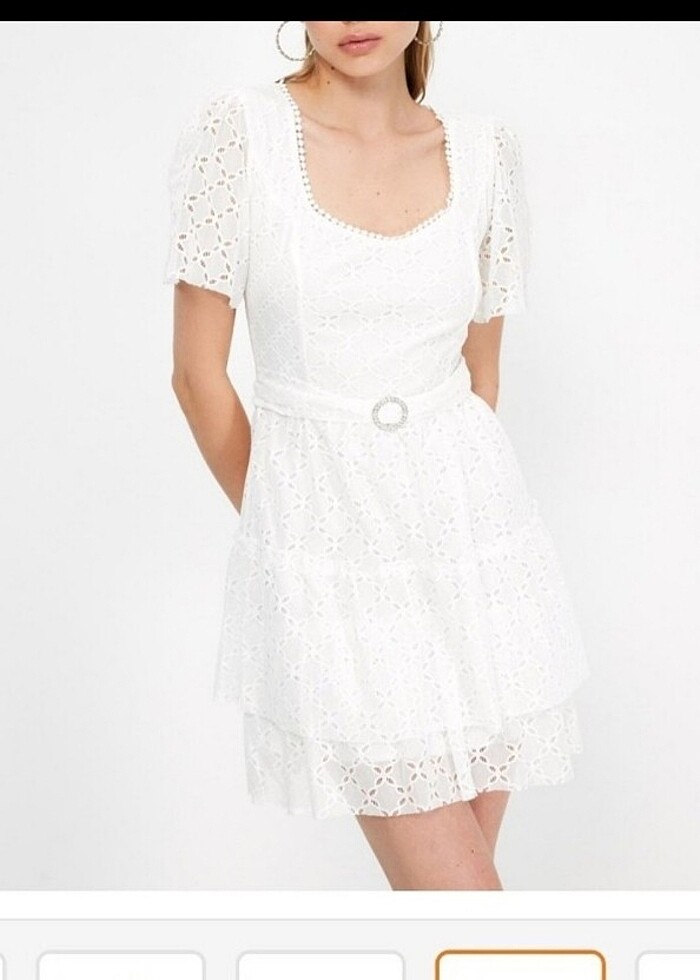 Beyaz fisto elbise - Görsel 4