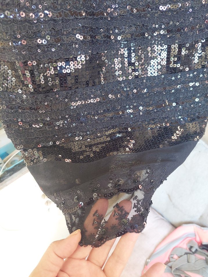 Dantelli Siyah Midi Strappy Elbise - Görsel 3