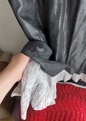 Gri Dökümlü Midi  Tunik ,elbise - Görsel 4