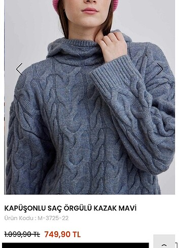 manuka saç örgülü kapşonlu kazak - Görsel 6