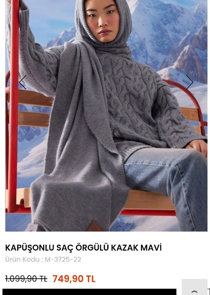 manuka saç örgülü kapşonlu kazak - Görsel 5