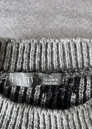 Gri Örgü Kadın Kazak - Görsel 3