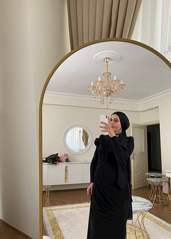 Uzun Siyah Drapeli Gotik Abiye Elbise - Görsel 2