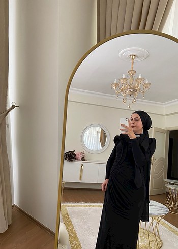 Uzun Siyah Drapeli Gotik Abiye Elbise - Görsel 3