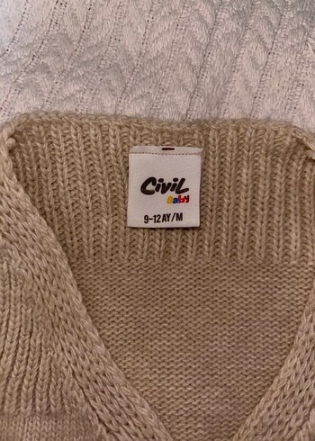 Kız Çocuk Bej Örme Kolsuz Süveter - Görsel 2