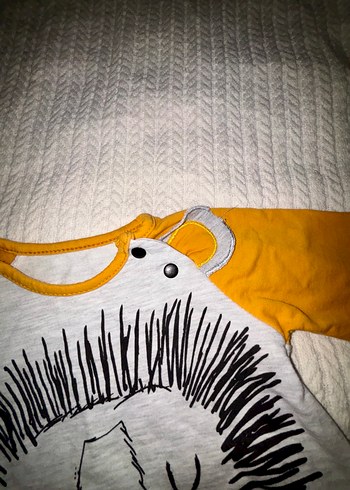 Uzun Kollu Gri Aslan Baskılı Bebek Tulum - Görsel 2