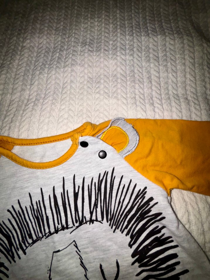 Uzun Kollu Gri Aslan Baskılı Bebek Tulum - Görsel 2