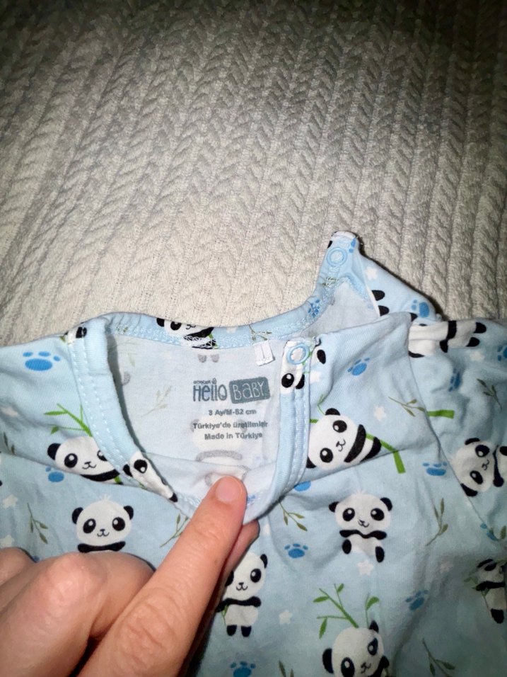 Mavi Panda Baskılı Erkek Bebek Tulum - Görsel 3