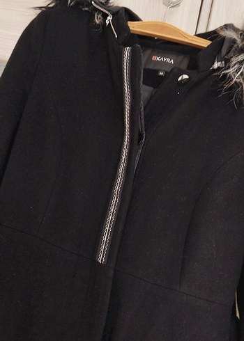 Kürk Detaylı Siyah Uzun Kadın Kaşe Kaban - Görsel 3