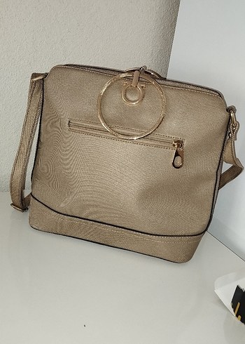 Bej Süet Tokalı Kadın Çanta - Görsel 2