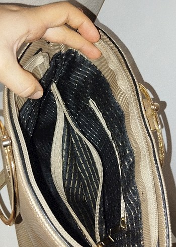 Bej Süet Tokalı Kadın Çanta - Görsel 4