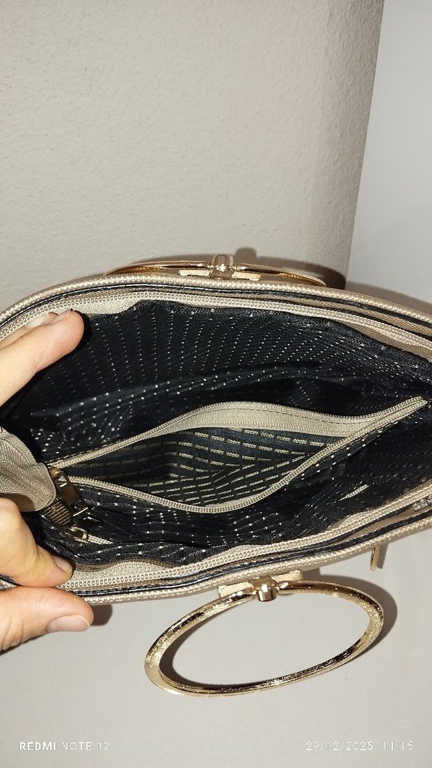 Bej Süet Tokalı Kadın Çanta - Görsel 5