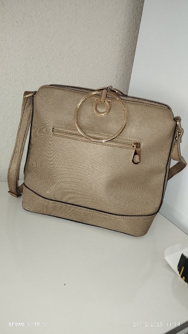 Bej Süet Tokalı Kadın Çanta - Görsel 2