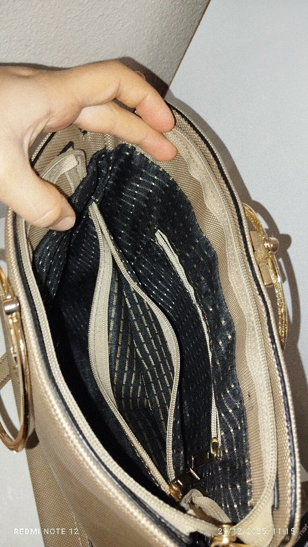 Bej Süet Tokalı Kadın Çanta - Görsel 4