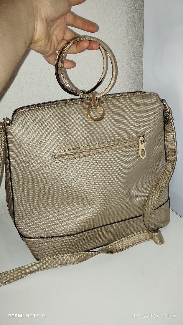 Bej Süet Tokalı Kadın Çanta - Görsel 3