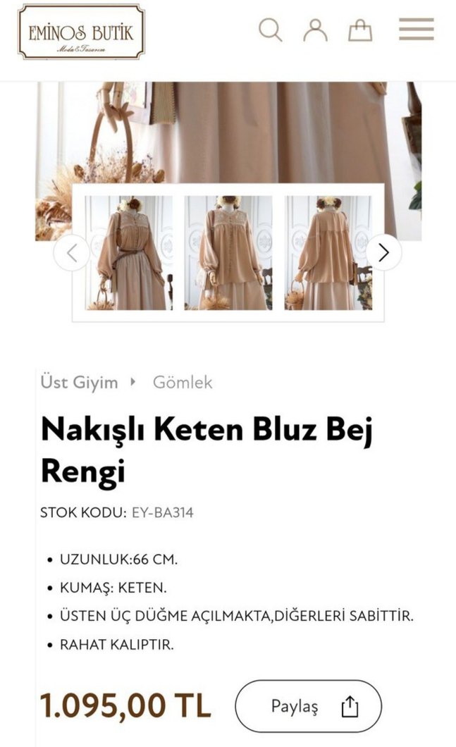 Bej Nakışlı Dantel Detaylı Bohem Gömlek - Görsel 3