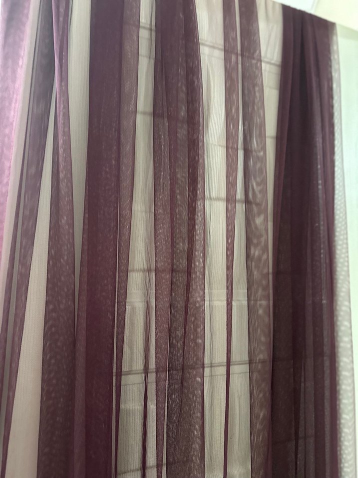 Bordo Nakışlı Bohem Tül Perde fon çiftkanat - Görsel 3