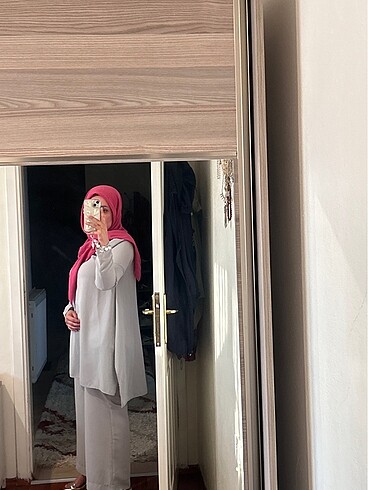 m Beden gri Renk Gri tesettür takım