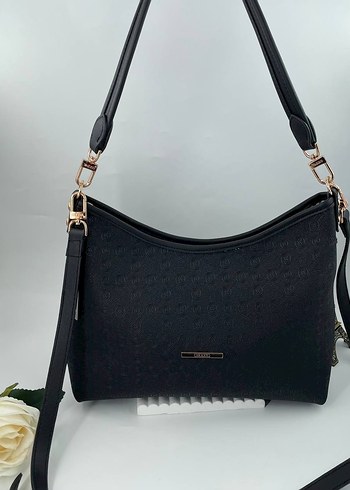 Beyaz Desenli Vakko salaş Kadın Omuz Çantası - Görsel 3