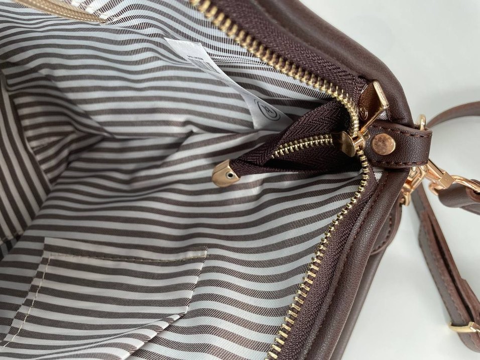 Beyaz Desenli Vakko salaş Kadın Omuz Çantası - Görsel 5