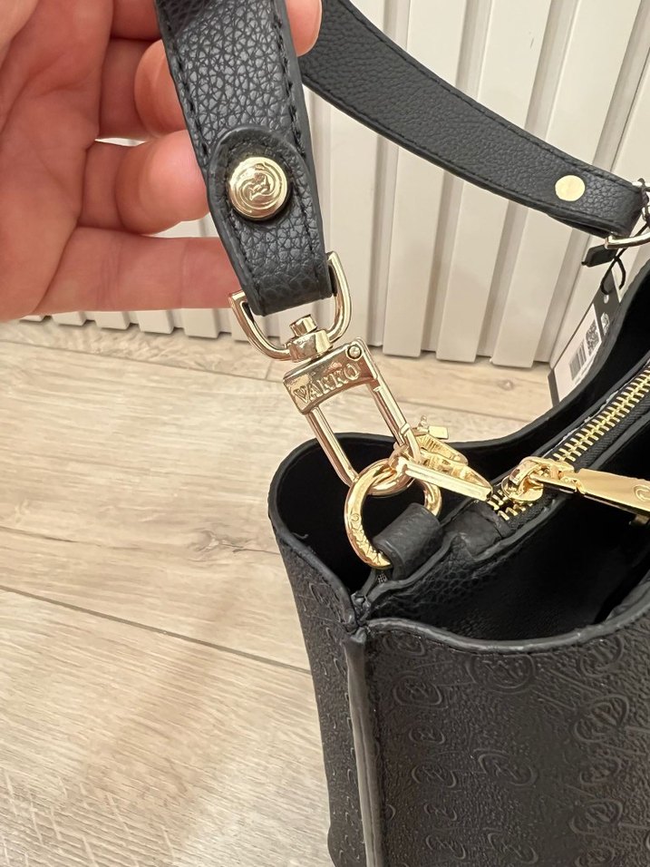 Zincir Detaylı Siyah Deri Vakko Çanta - Görsel 5