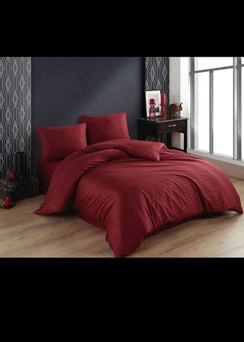 lüks Premium Cotton Shine Çizgili Pamuk Saten nevresim takımı
