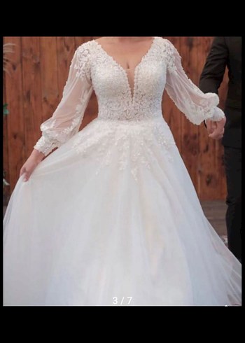 Beyaz helen model gelinlik - Görsel 3