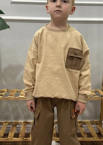 Diğer Erkek Çocuk Kahverengi Bol Kesim Sweat Shirt Pantolon Takımı