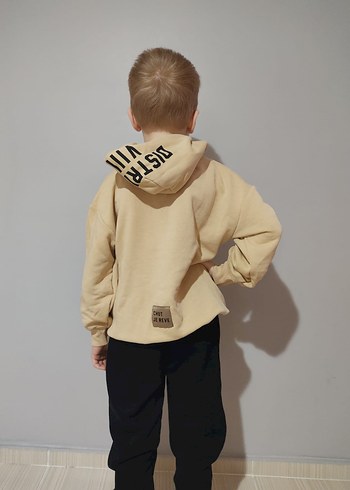 Bej Baskılı Erkek Çocuk Sweatshirt Takım - Görsel 2