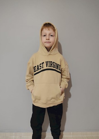 Bej Kapüşonlu Erkek Çocuk Sweatshirt Takım - Görsel 4