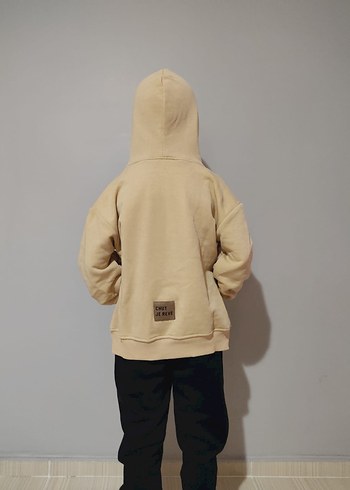 Bej Kapüşonlu Erkek Çocuk Sweatshirt Takım - Görsel 5