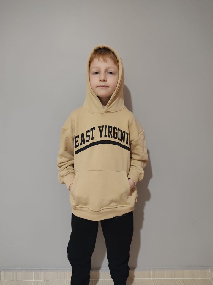 Bej Kapüşonlu Erkek Çocuk Sweatshirt Takım - Görsel 4