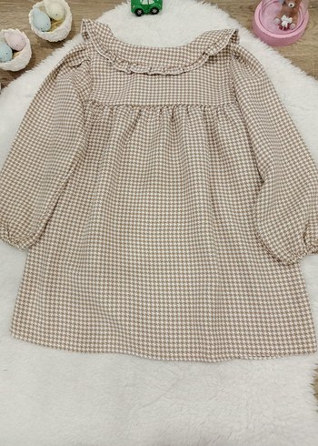 Kaz Ayağı Uzun Kollu Fırfırlı Kız Çocuk Elbise - Görsel 2