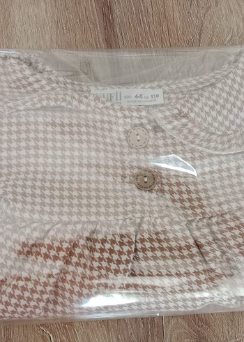 Kaz Ayağı Uzun Kollu Fırfırlı Kız Çocuk Elbise - Görsel 5