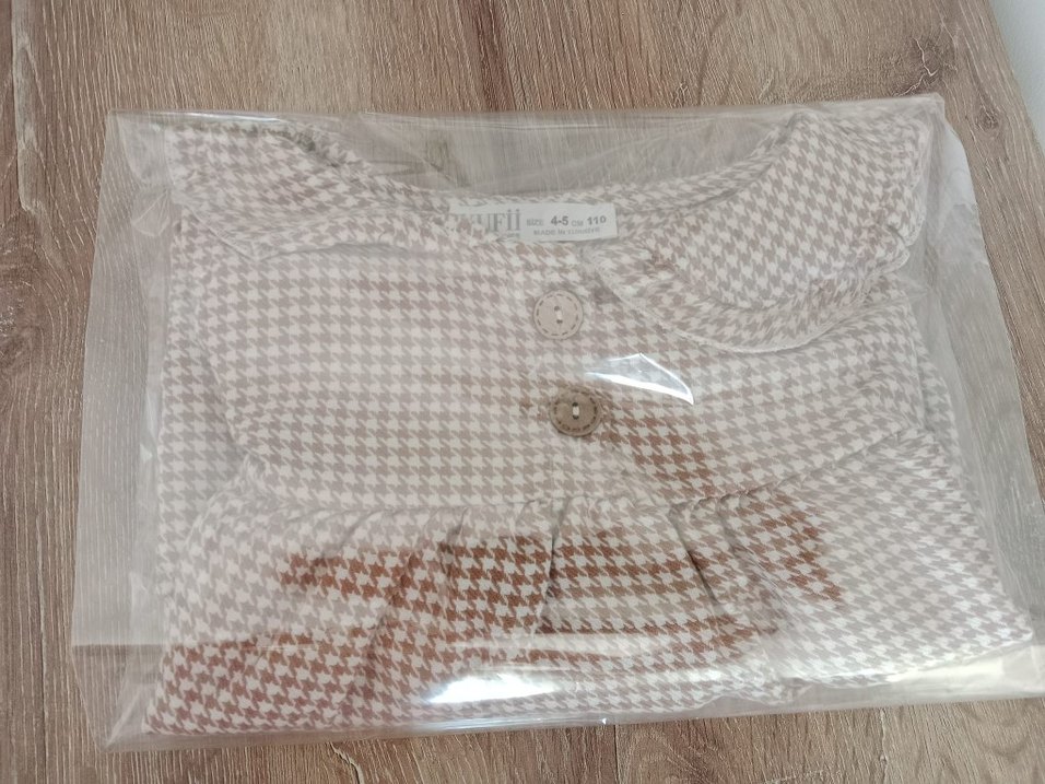 Kaz Ayağı Uzun Kollu Fırfırlı Kız Çocuk Elbise - Görsel 5