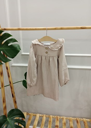 KAZ AYAĞI Uzun Kollu Kareli Kız Elbisesi - Görsel 5